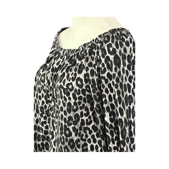 Michael Kors Leopard Animal Print Off Shoulder Top Blouse Women’s Size Large - Picture 4 of 7